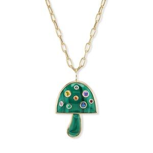 Brent Neale Look-alike Malachite Gemstone Mushroom Pendant- New with Tags
